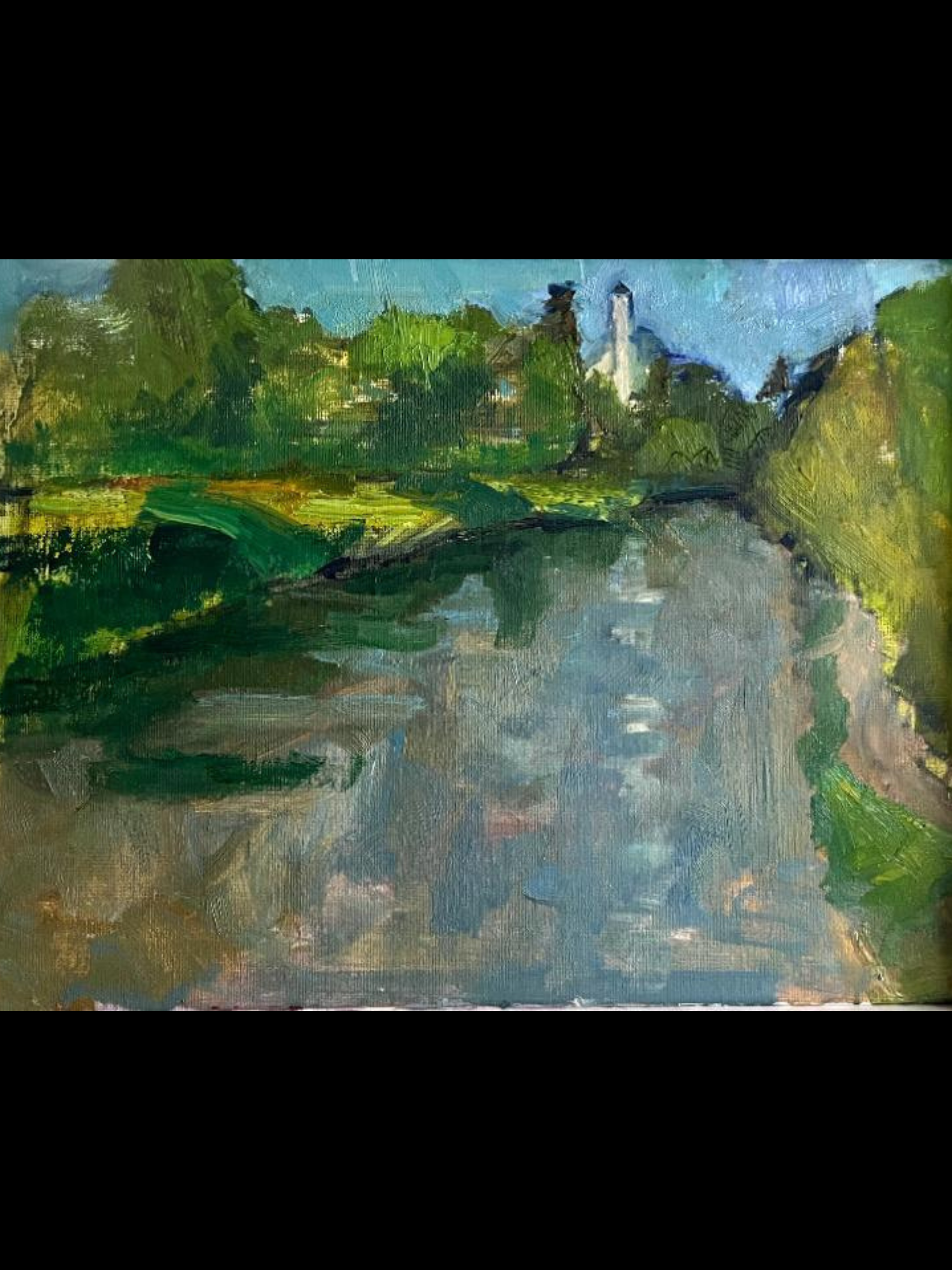 Orange County lake - Oil - Size: 16x12